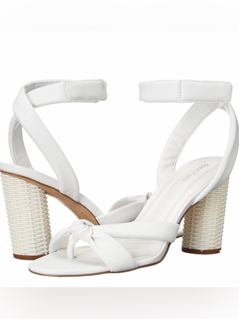 Franco Sarto Oma Heeled Sandal Basketweave Design Padded Insole Thong Toe 9.5